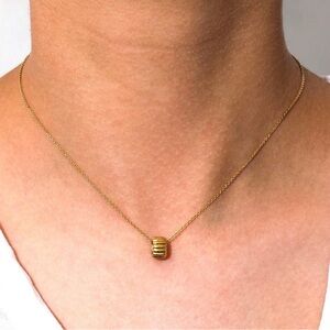 Dainty Croissant Circle Pendant Necklace 18k Gold Plated, Minimalist Jewelry